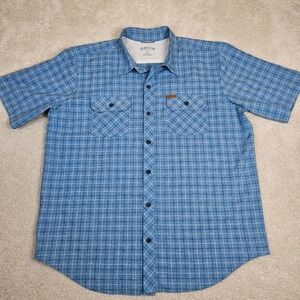 Mens Orvis Classic Collection Short Sleeve Shirt Blue Plaid Button‎ Down Size XL